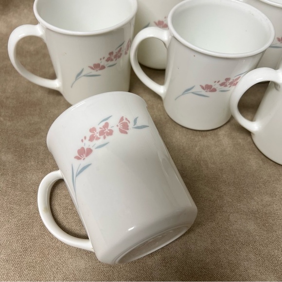 Set of (6) Vintage Corning Coffee Mugs / Cups in the Silk Blossoms Pattern - Picture 5 of 8
